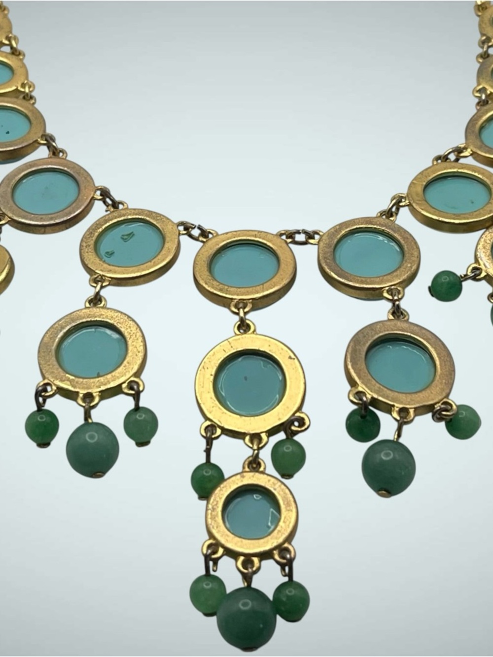 Stylish Talbots Faux Turquoise Bib Drop Statement Necklace Coastal Vibe - Picture 13 of 16